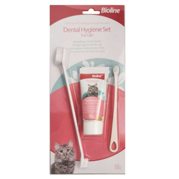 ست مسواک و خمیر دندان گربه بایولاین