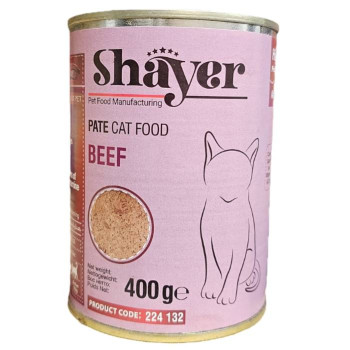 کنسرو پته گوشت قرمز 400 گرمی گربه شایر shayer