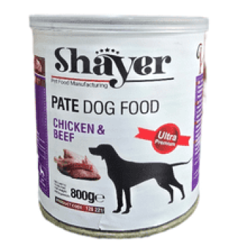 کنسرو پته مرغ و گوشت قرمز سگ 800 گرمی شایر shayer